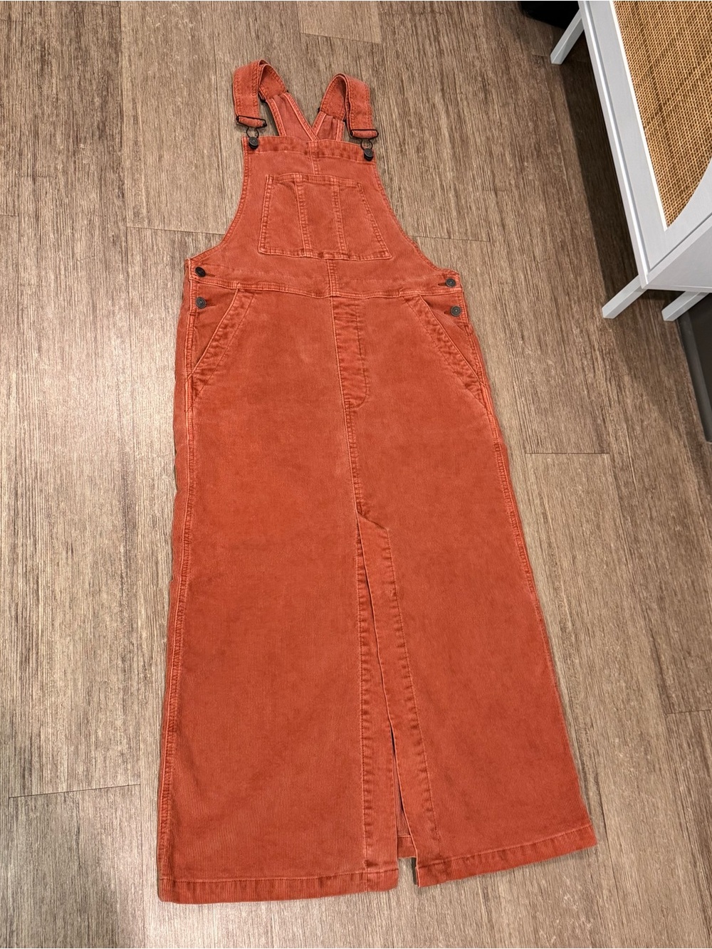 Free People Burnt Orange/Rust Corduroy Midi Overall Dress - Picture 2 of 11